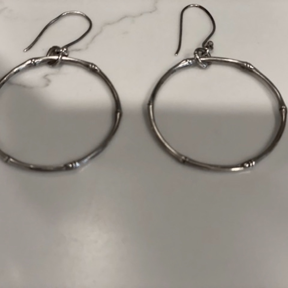 John Hardy Sterling Silver Hoops  1.5" diameter